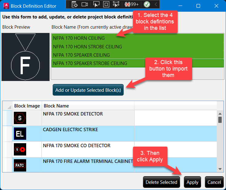 Block Definition Editor with round blocks selected