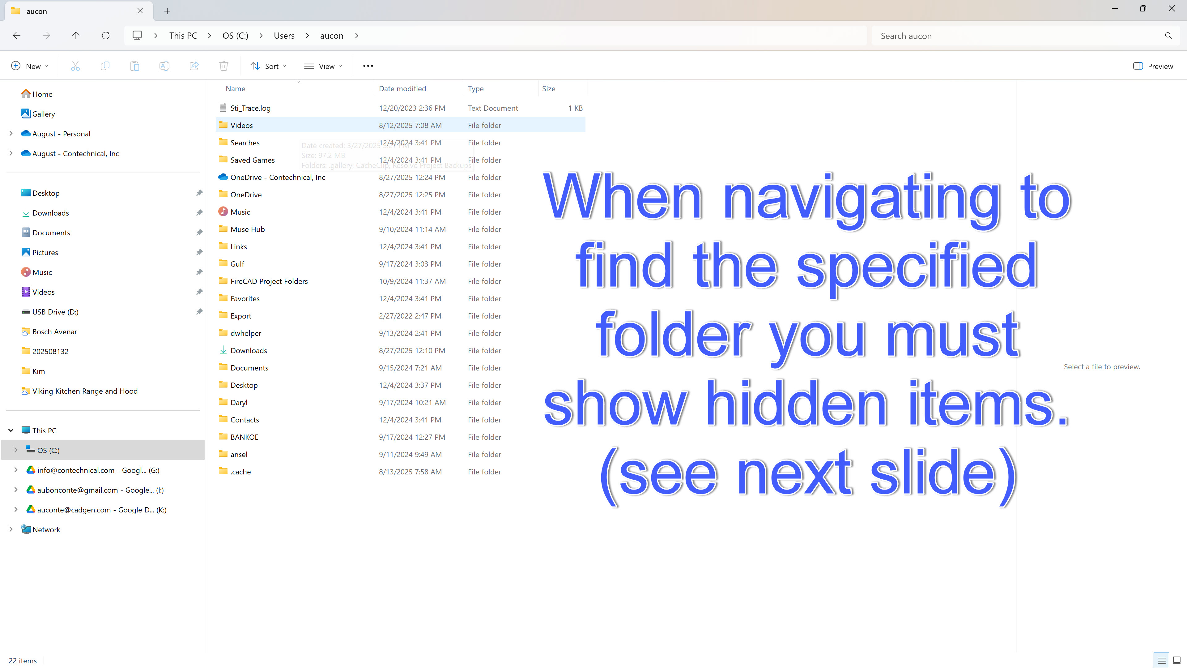 User folder on C drive