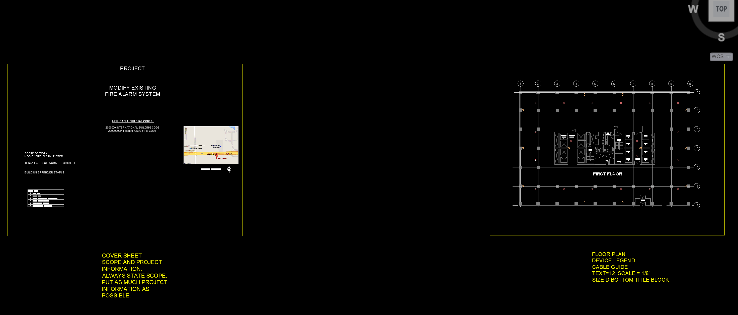 Model space with yellow rectangles