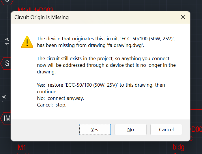 Connect prompt offering to restore the missing panel