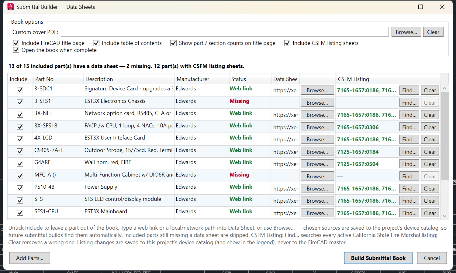 Submittal Builder pre-flight list